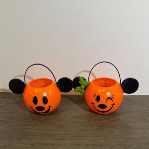 Disney Parks Mickey and Minnie Mouse 4” Wicked Spooky  Halloween Pumpkin Candy